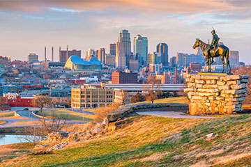 Kansas skyline at sundown